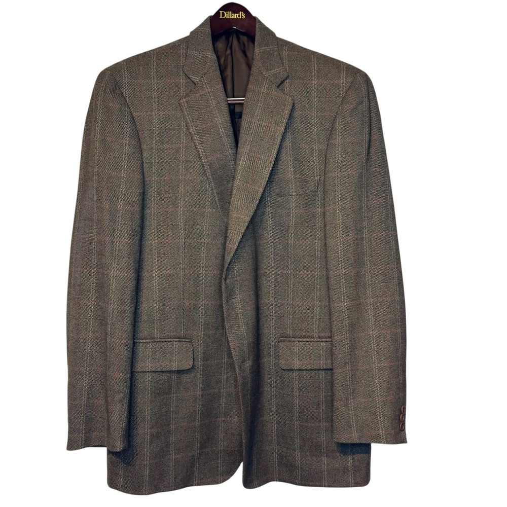 Angelo Nardelli Mens Sport Coat Plaid Check Lined Jacket Wool Cashmere 44R Italy